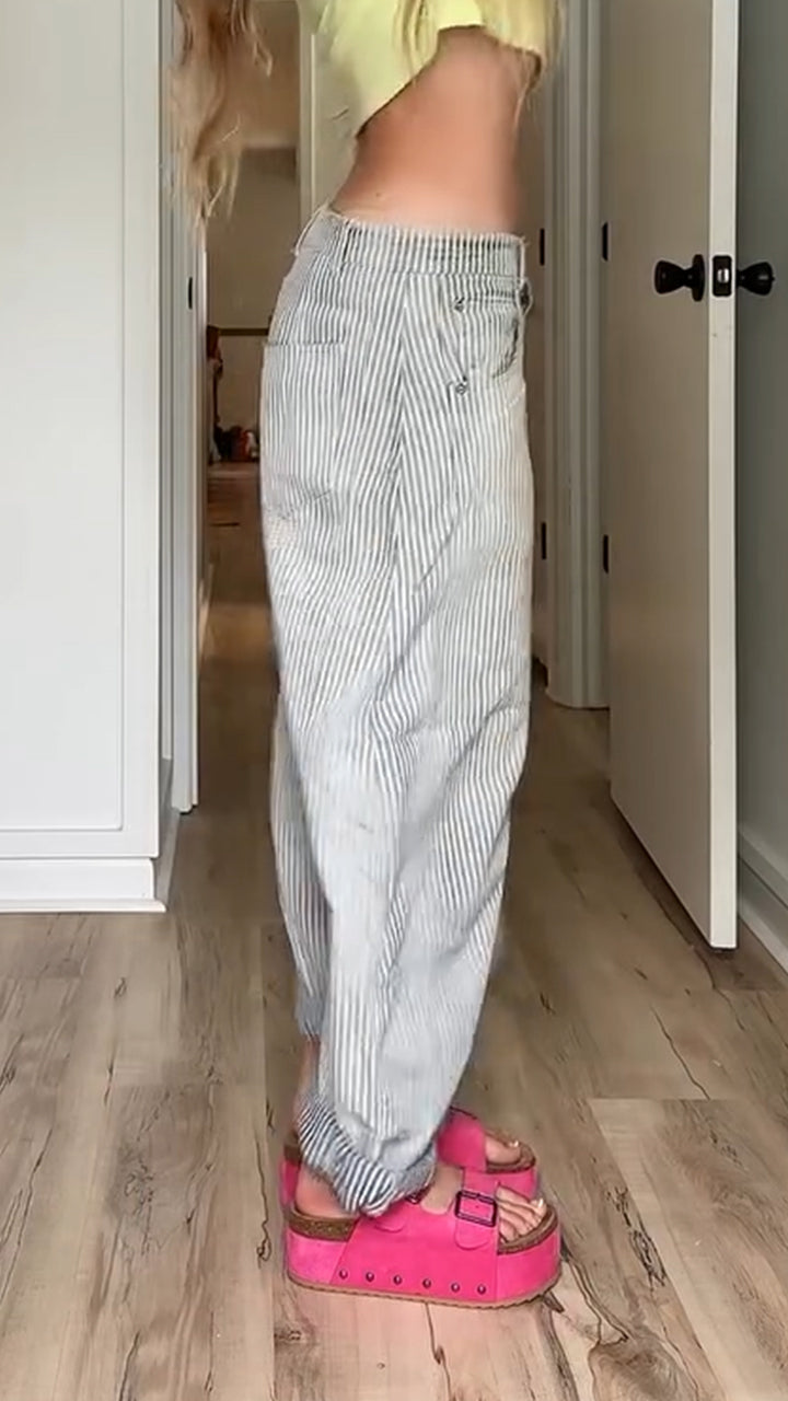 Women Vertical Striped Casual Pants