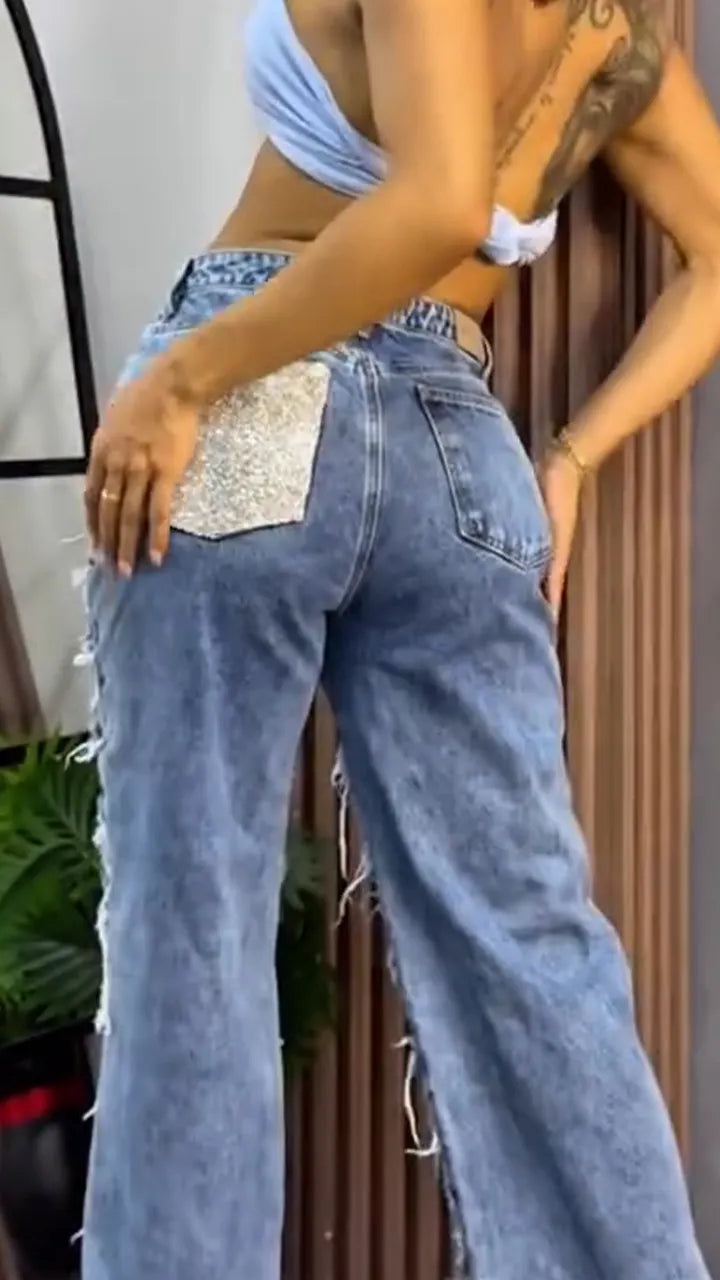 Women Heavy Craftsmanship Casual Straight Jeans