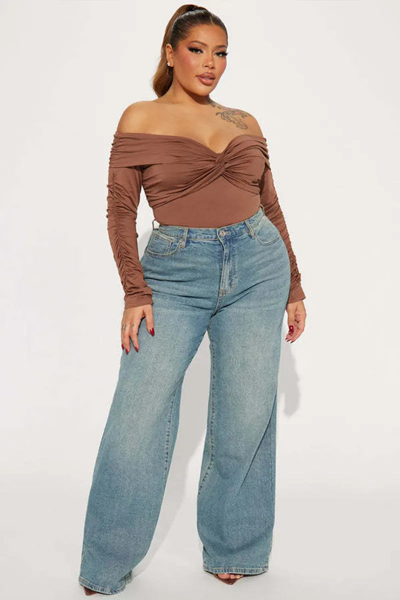 Women's High-Waist Flexible Straight-Leg Jeans