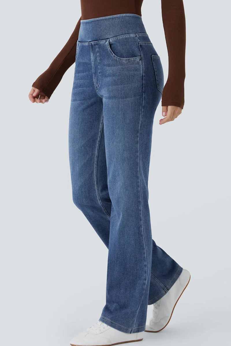 Ladies' Fashion Slim-Fit Draping Jeans
