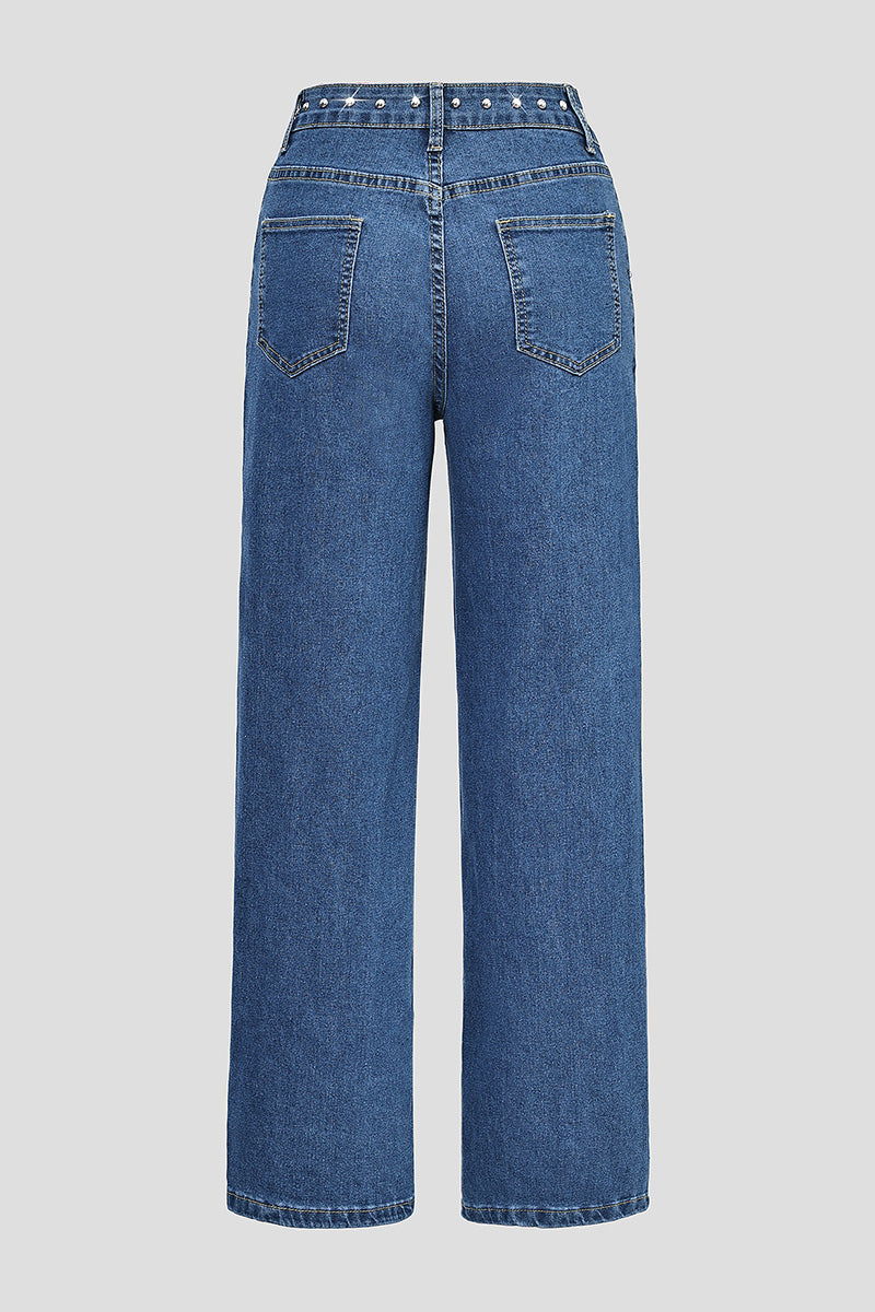Women's Fashion Rhinestone Straight-Leg Jeans