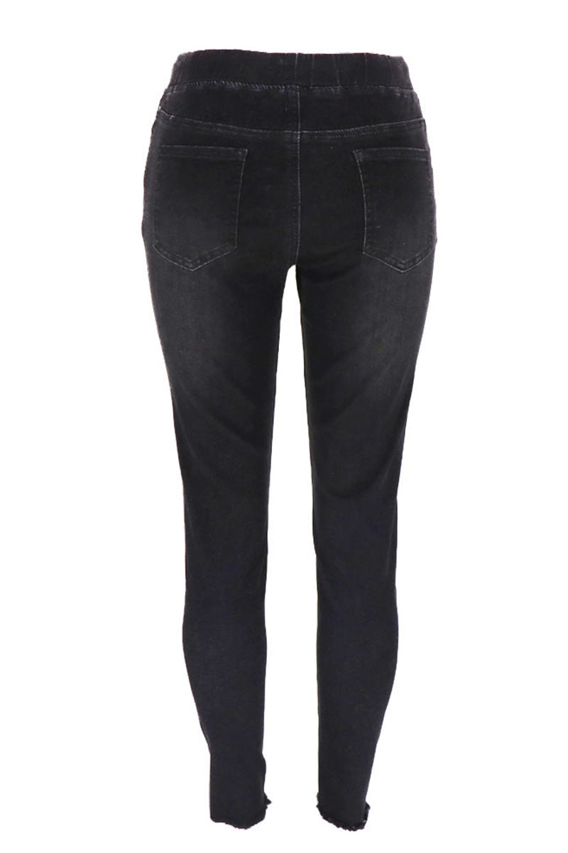 Women’s Drawstring Ripped Skinny Jeans