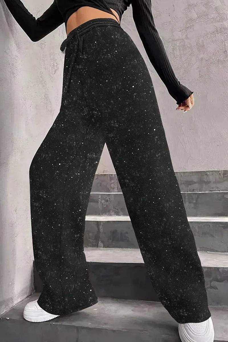 Ladies' Casual Wide Leg Sequined Pants, Shining During Holidays, Comfortable And Guaranteed