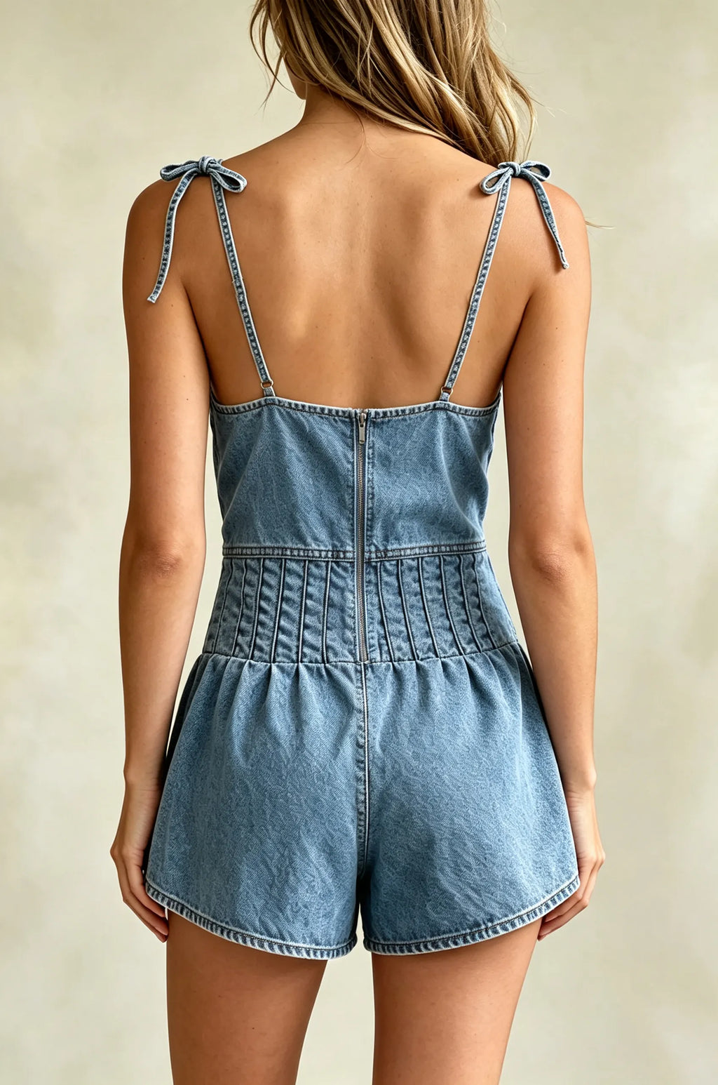 Women's Casual Short Sleeveless Denim Jumpsuit