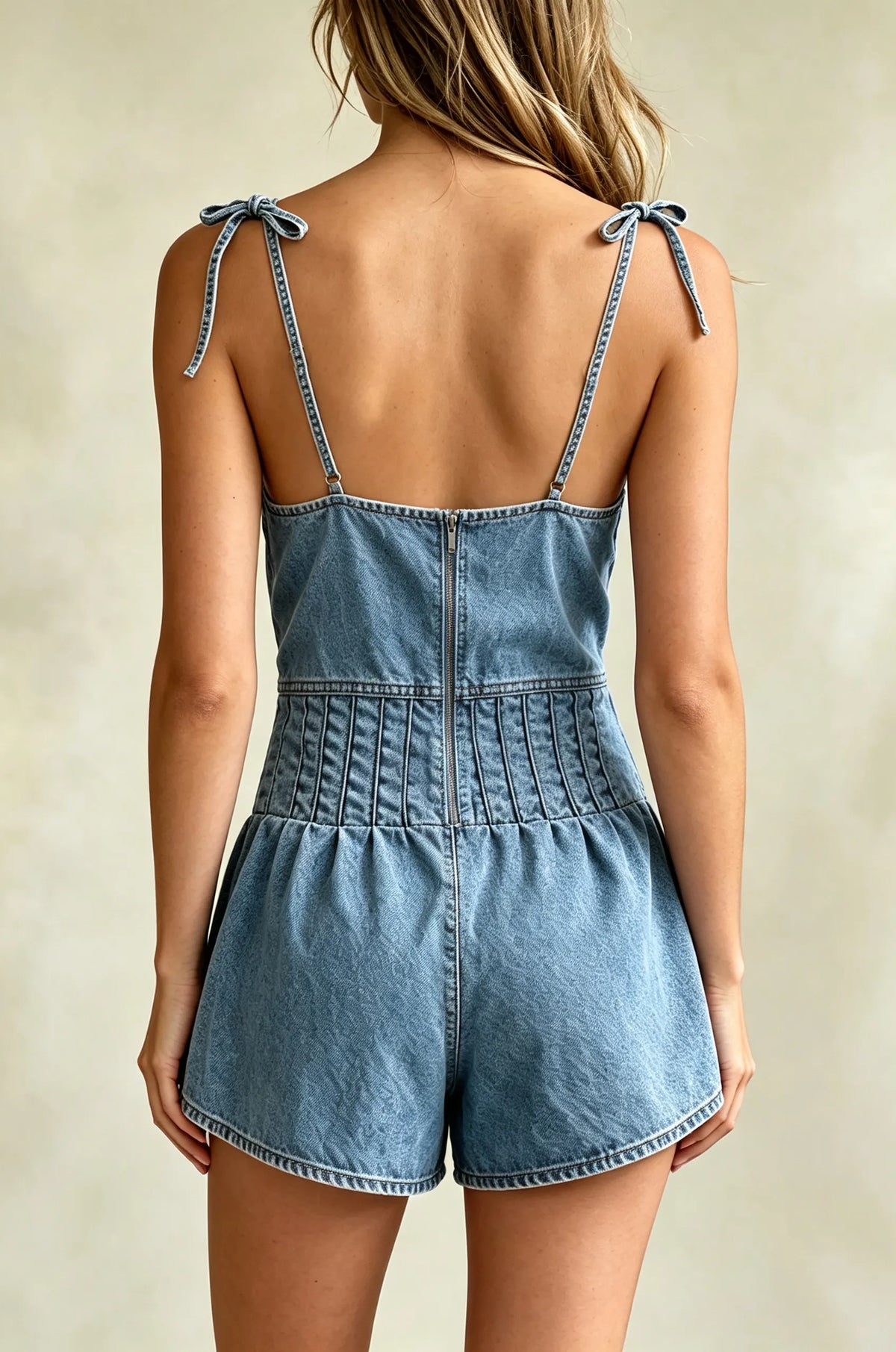 Women's Casual Short Sleeveless Denim Jumpsuit