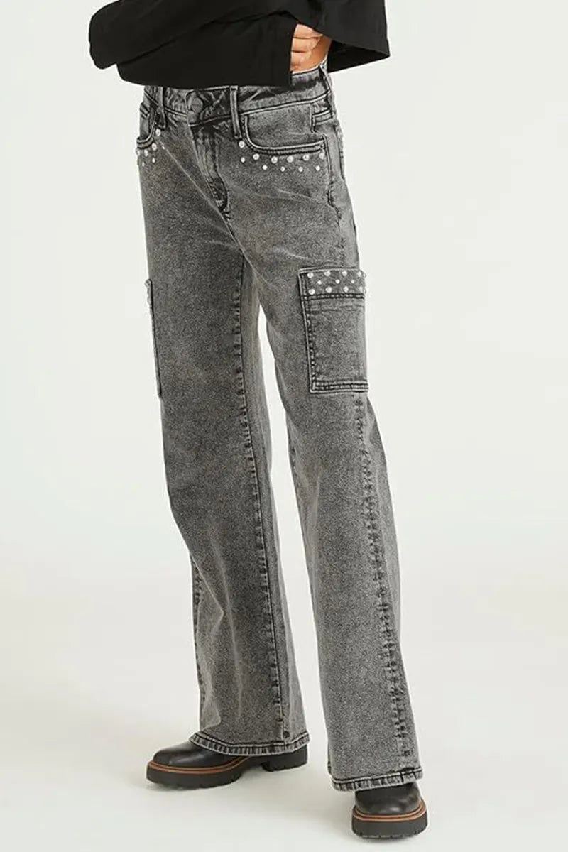 Women's Pearl Embellished High Waist Jeans