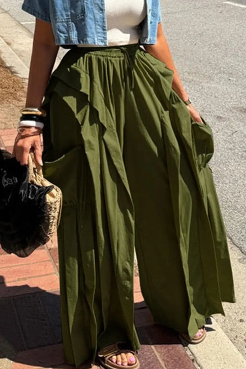 Women's Street-Style Loose Wide Leg Trousers With Pockets