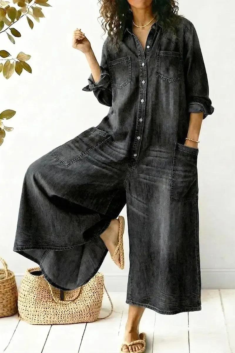 Women's Casual Comfortable Loose Denim Jumpsuit