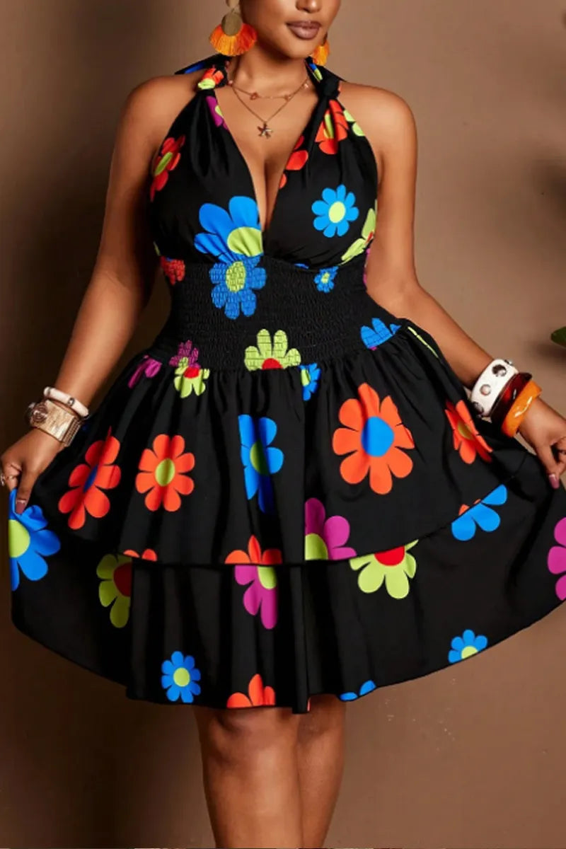 Ladies' Sweet Flower Printed Elegant Fashion Dress