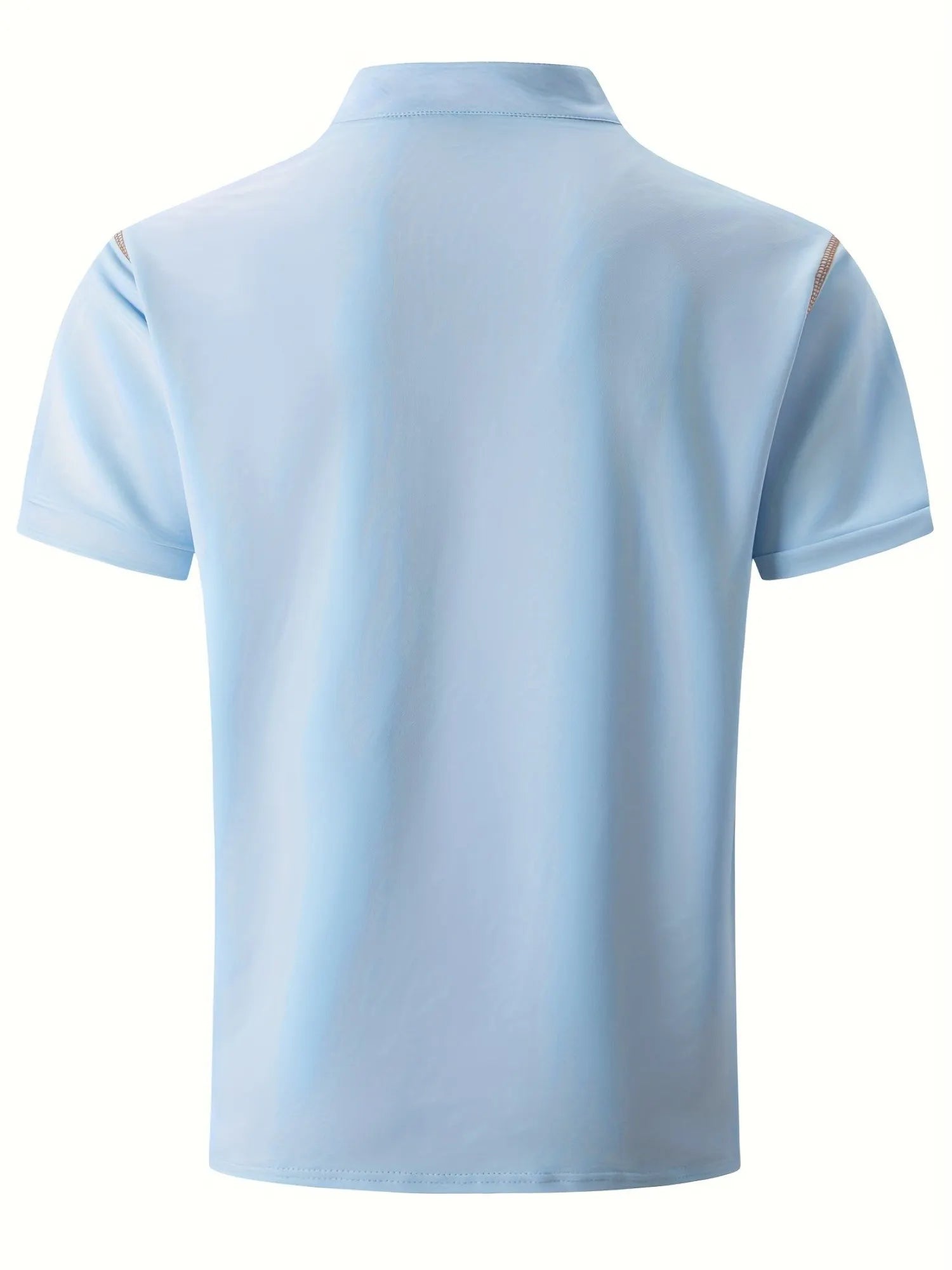 Men's Business Casual Striped Logo Button Short Sleeve Polo Shirt