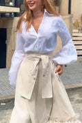 Women's Elegant Temperament Collar Shirt or Tie Printed Skirt
