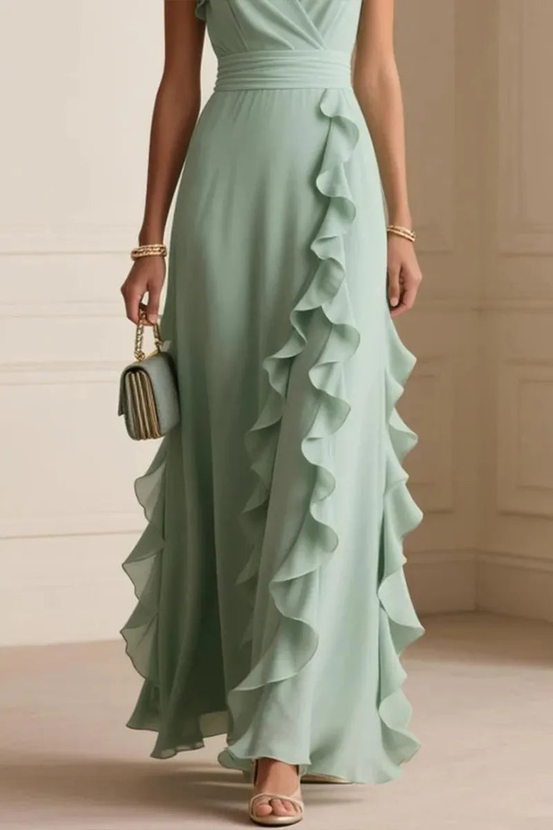 Women‘s Elegant Polka-Dot Waist-Defined Dress