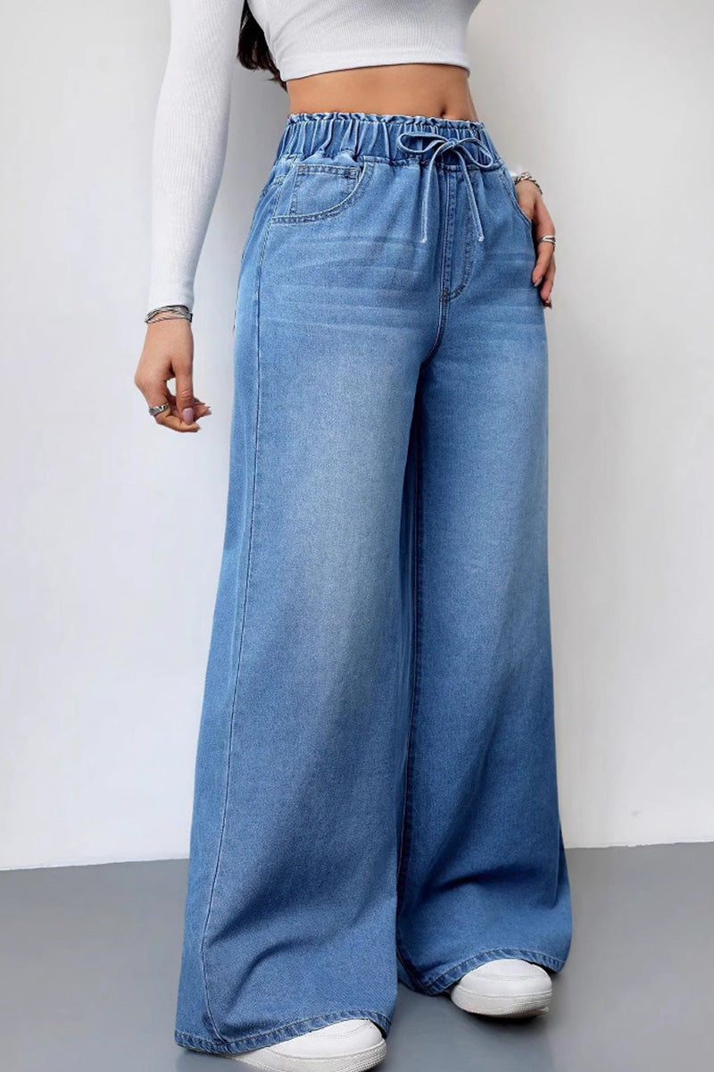 Women's Bow Tie Drawstring Relaxed Fit Jeans
