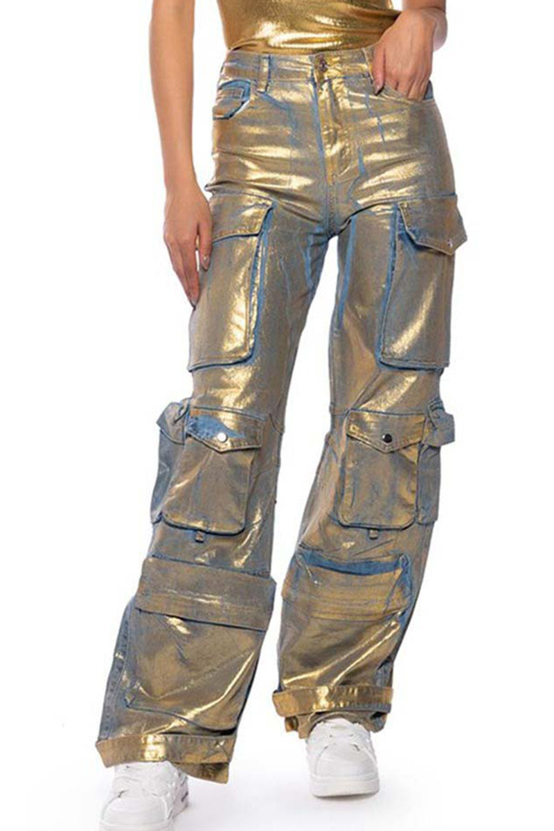 Women's Y2k Multi Pocket Straight Leg Ombré Trousers