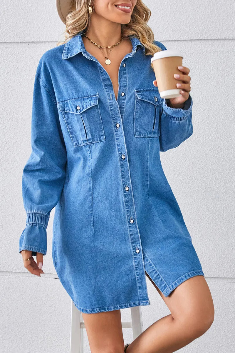 Women's Casual Loose Washed Denim Dress