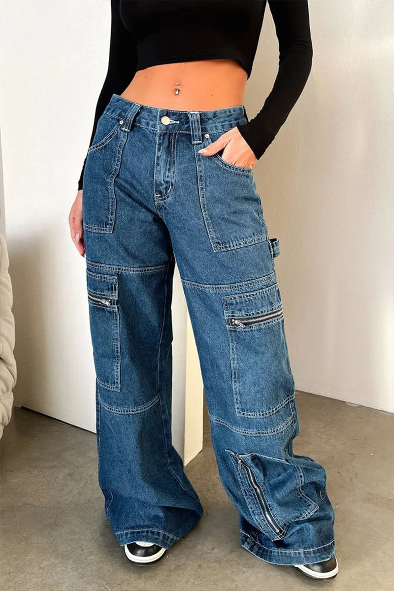 Women's Baggy Ankle-Dragging Design Jeans