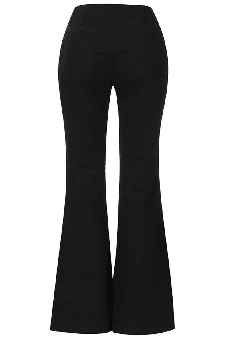 Women's Button Fly Stretch High Waist Flared Jeans