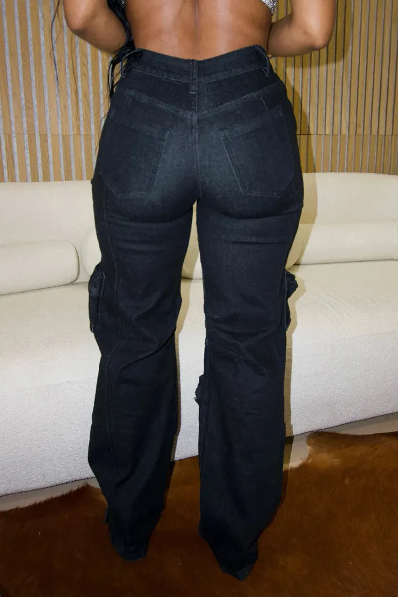 Women's Straight Leg Fringe & Rhinestone Jeans