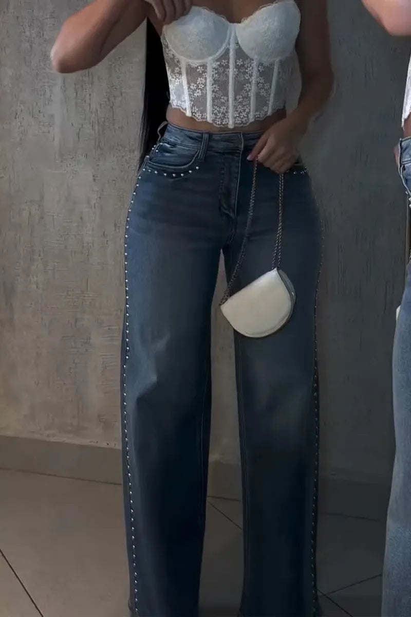 Stylish Women's Special Side Beaded Jeans