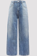 Ladies Heavyweight Side White Pearl Trim Tie-Dye Jeans