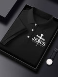 Men'S Jesus The Way The Truth The Life Print  Short Sleeve Polo Shirt