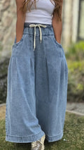Ladies Drawstring Casual Loose Jeans