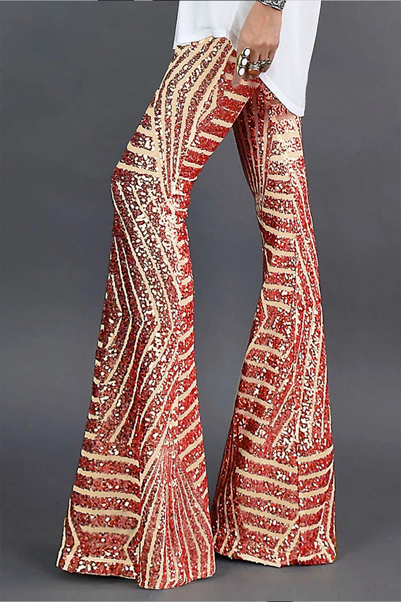 Women's Stylish Sequin Paneled Straight Leg Pants