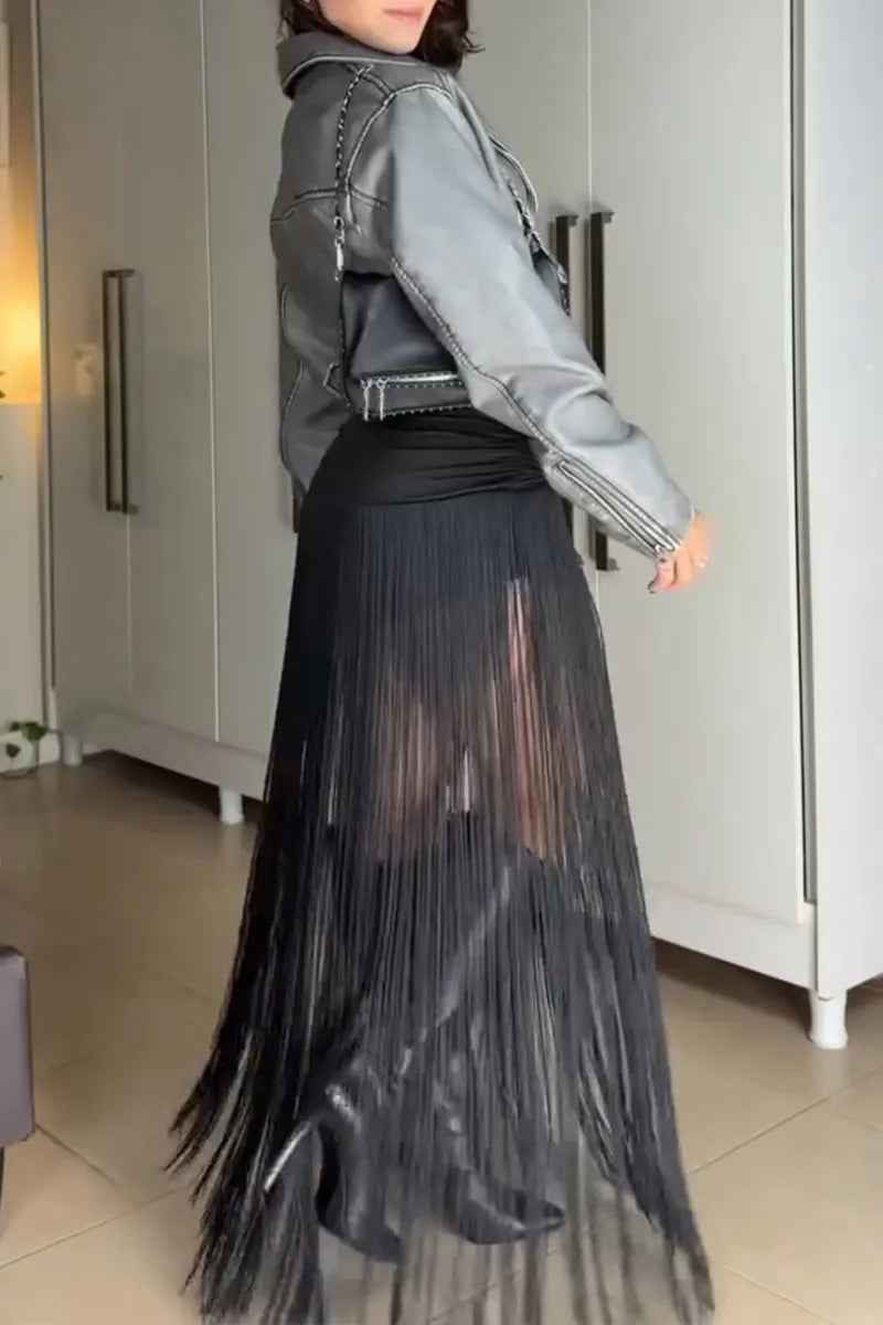 Women's Fashion Fringe Decoration Skort