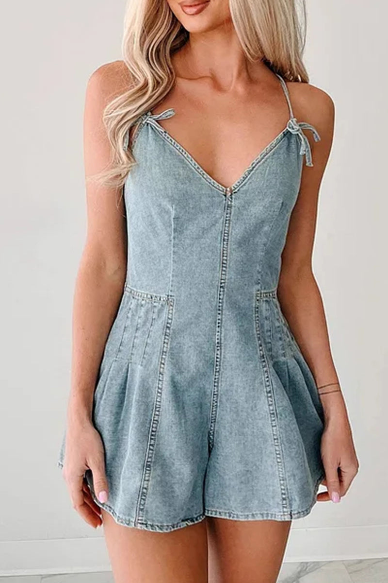 Women's Elegant Denim Suspender Dress