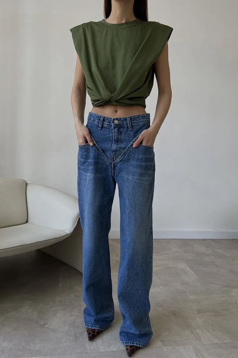 Women's Trendy Dropped-Waist Patchwork Jeans