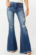 Ladies Vintage High Waist Slim Fit Stretch Flare Jeans