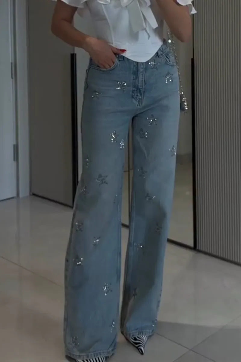 Women's Sequin Patterned Casual Jeans