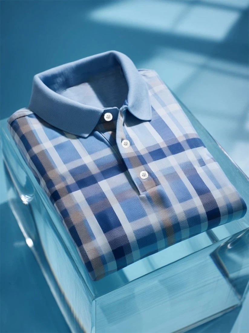 Men's Business Casual Button Short Sleeve Polo Shirt