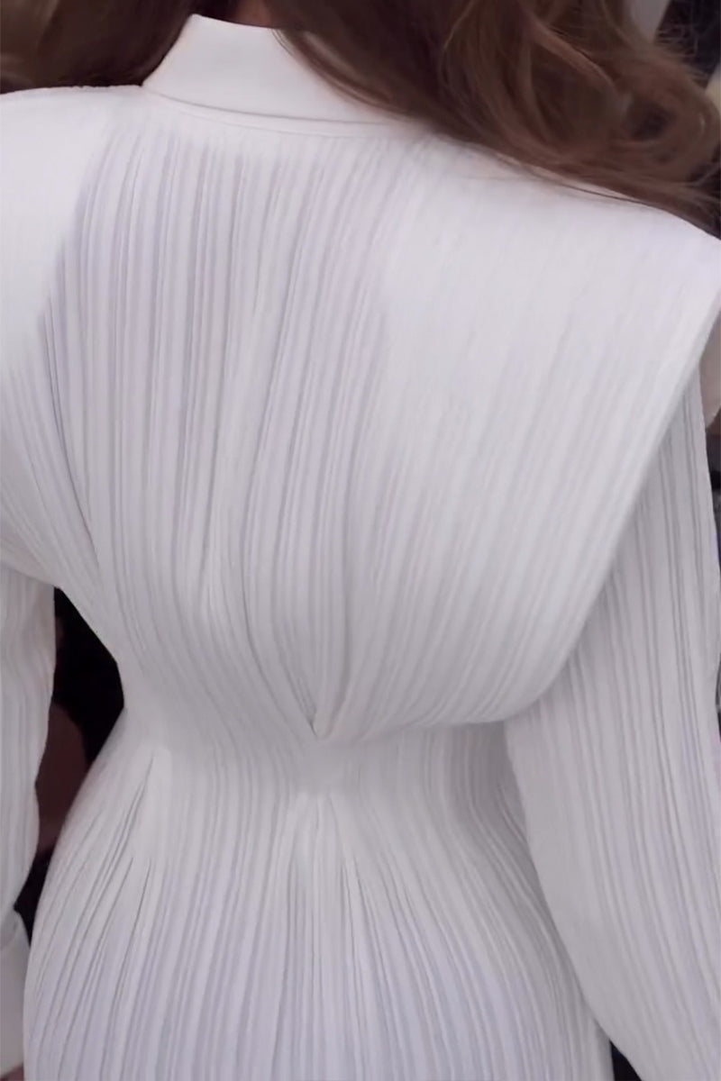 Women's Elegant Wide Shoulder Pleated Shirt or Pants
