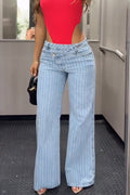 Women's Patchwork Vertical Washed Casual Jeans