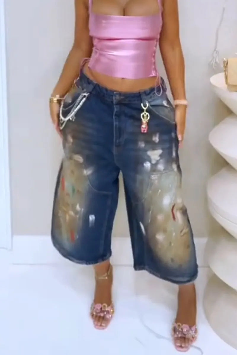 Women's Retro Washed Casual Jeans