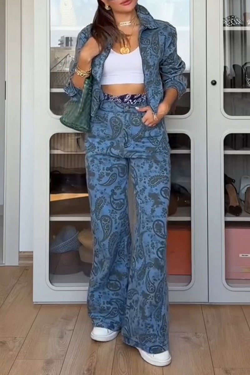 Women's Casual Pattern Print Denim Jacket or Jeans