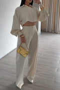 Women's Casual Puff Sleeve Short Shirt Pants Two-Piece Set