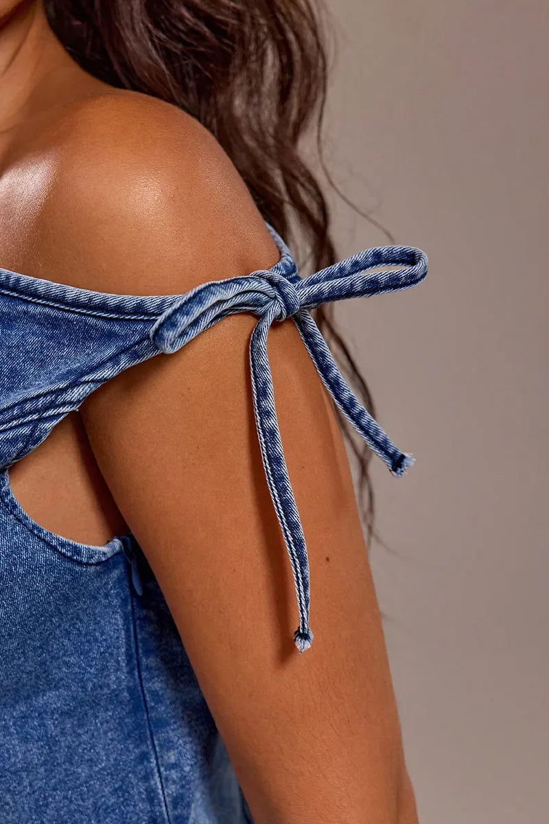 Ladies' Summer Hot Selling Casual Denim Sleeveless Short Dress