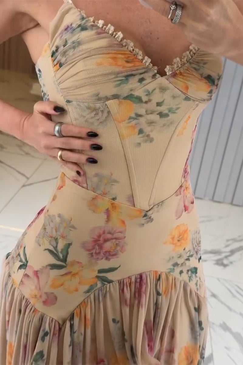 Women's Suspender Patchwork Print Irregular Elegant Temperament Vacation Casual Style Dress
