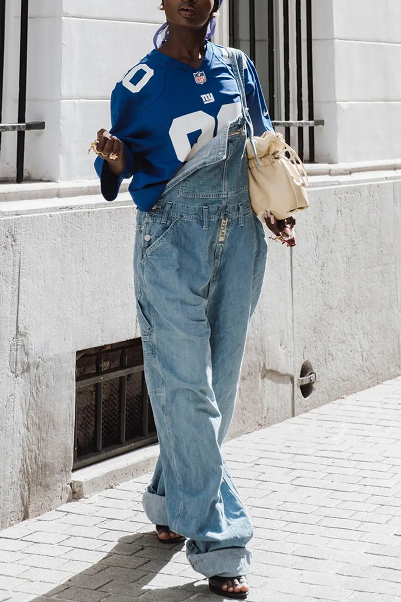 Women's Street Fashion Loose Wide Leg Denim Overalls
