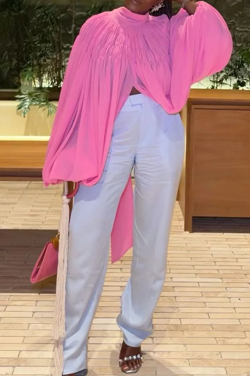 Women's Casual Round Neck Spliced Solid Color Top or Pants