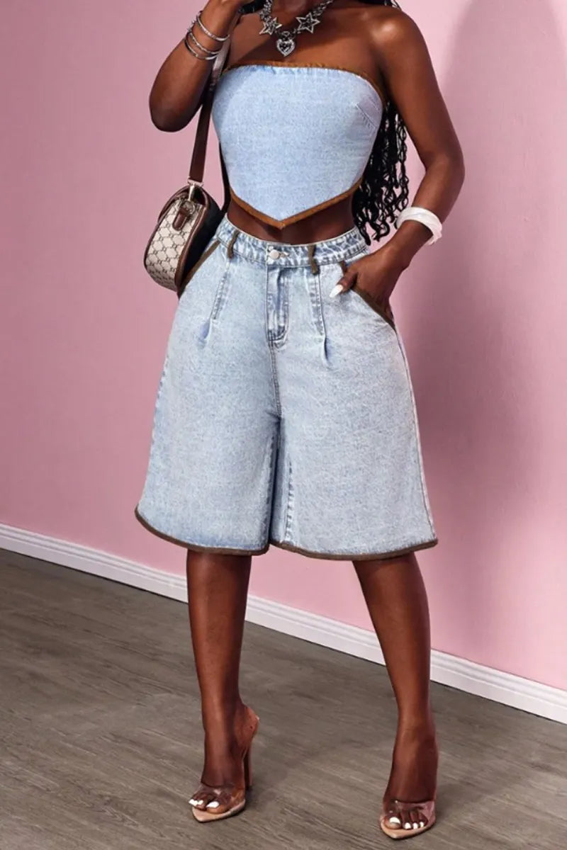Ladies' Hot Selling Casual Washed Street Denim Shorts