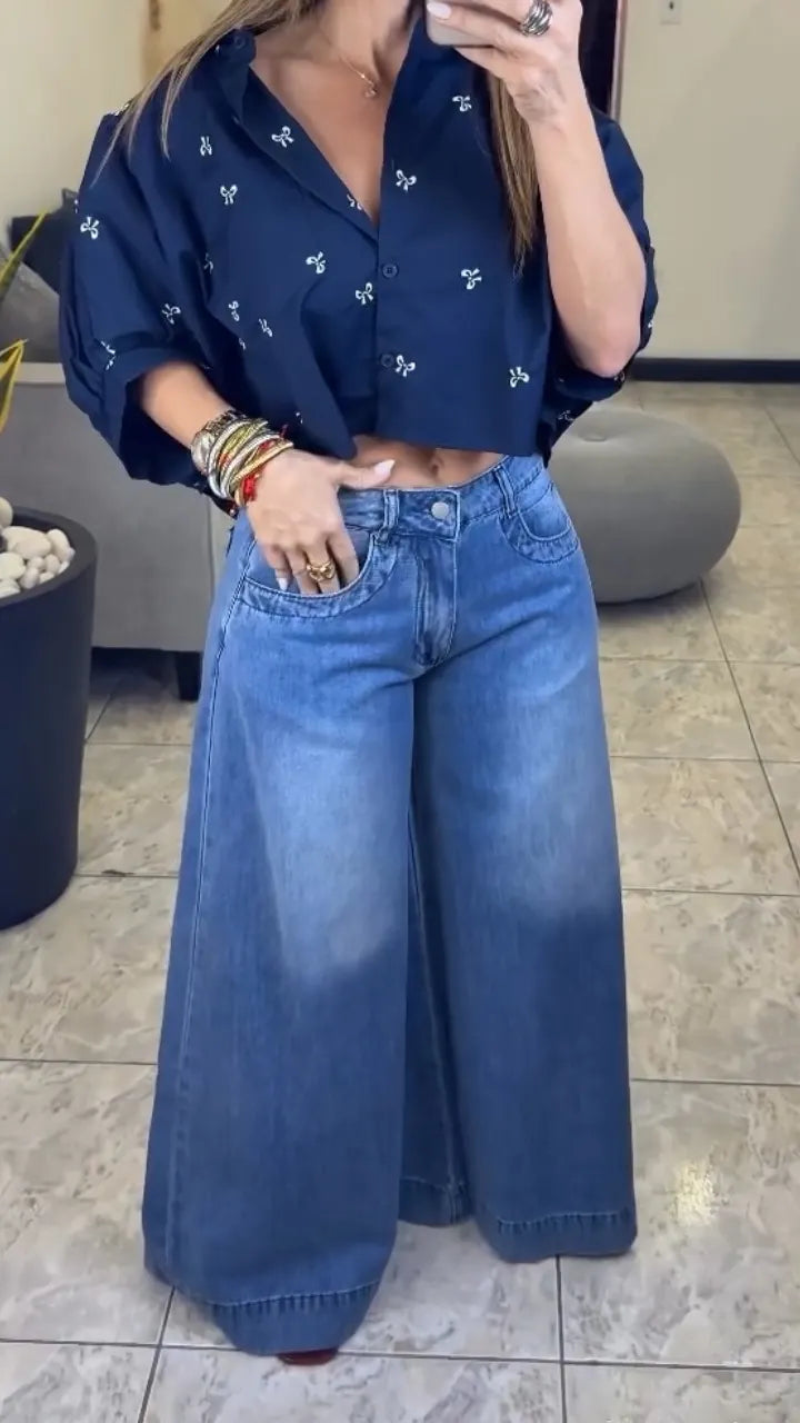 Women Washed Casual Loose Jeans