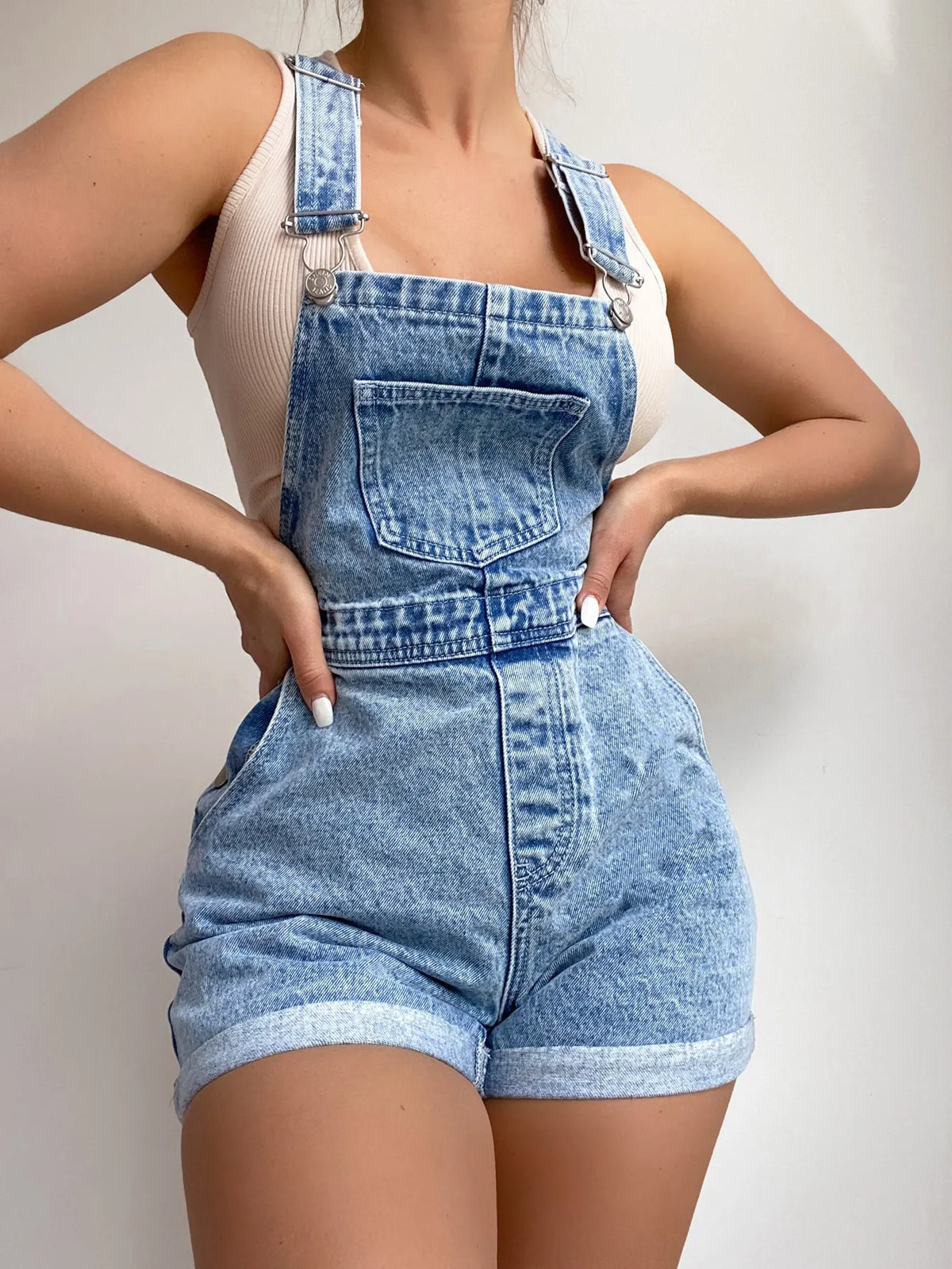 Ladies' Summer Hot Selling Casual Short Denim Overalls