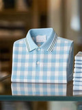 Men's Classic Business Logo Button Short Sleeve Polo Shirt