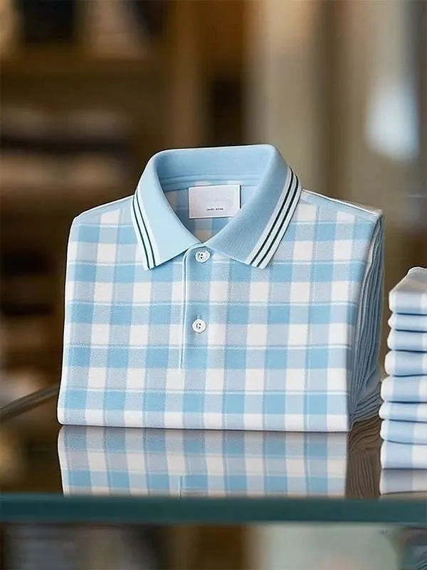 Men's Classic Business Logo Button Short Sleeve Polo Shirt