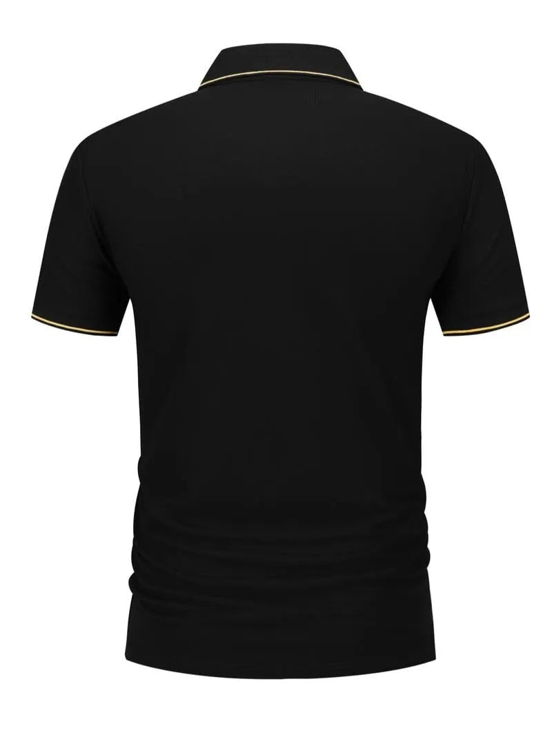 Men's Business Casual Logo Button Short Sleeve Polo Shirt