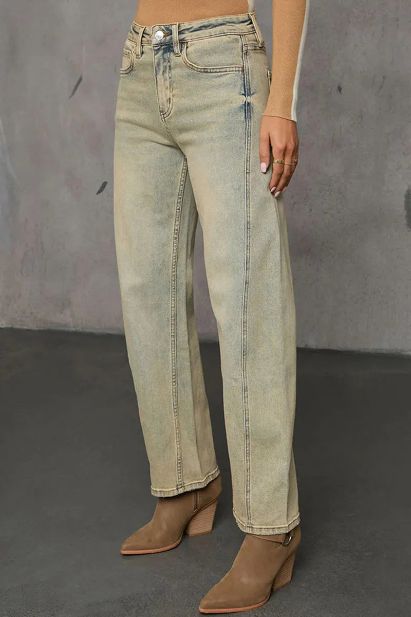 High Street Straight Leg Stretch Jeans For Women