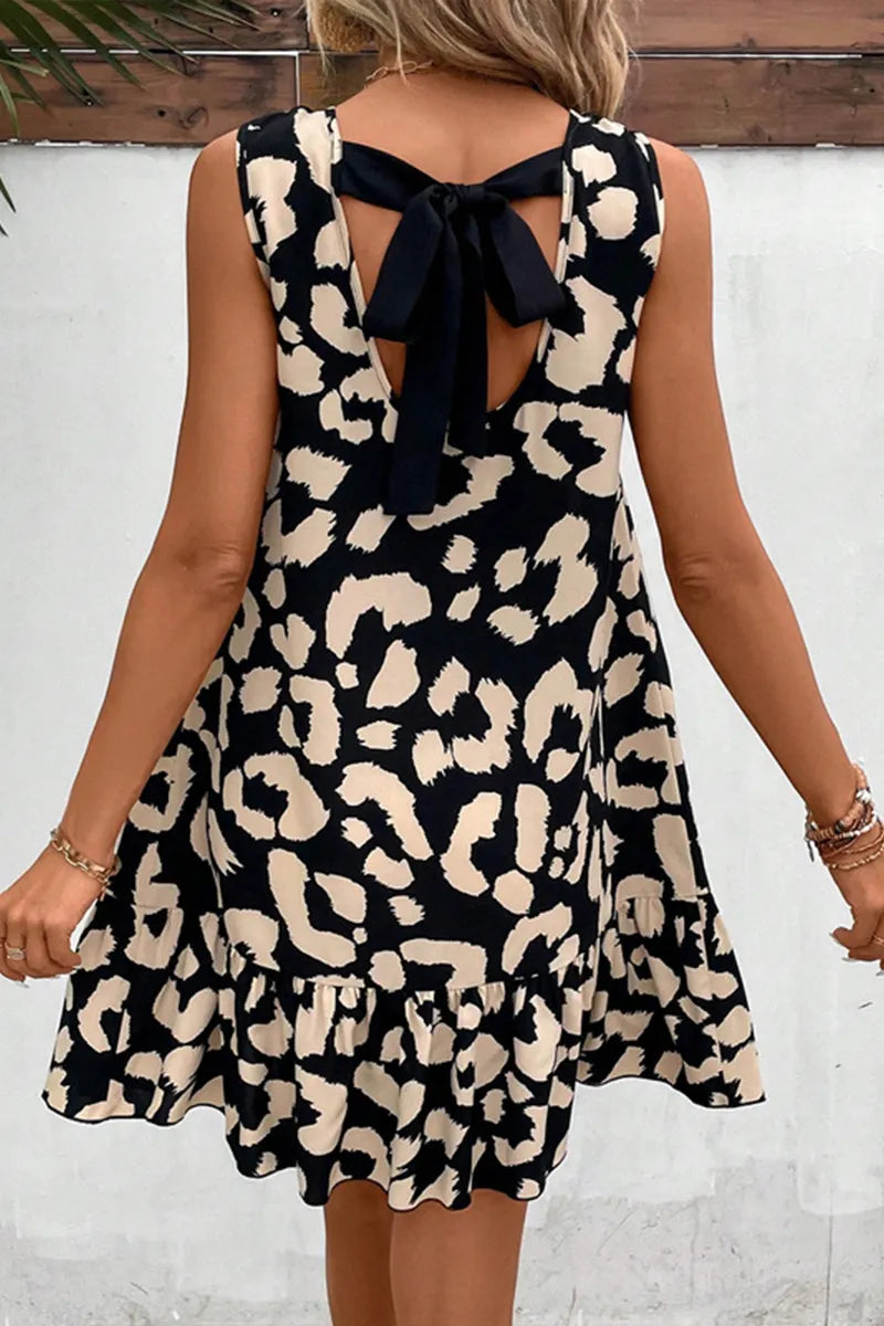 Ladies' Round Neck Strap Spliced Casual Dress